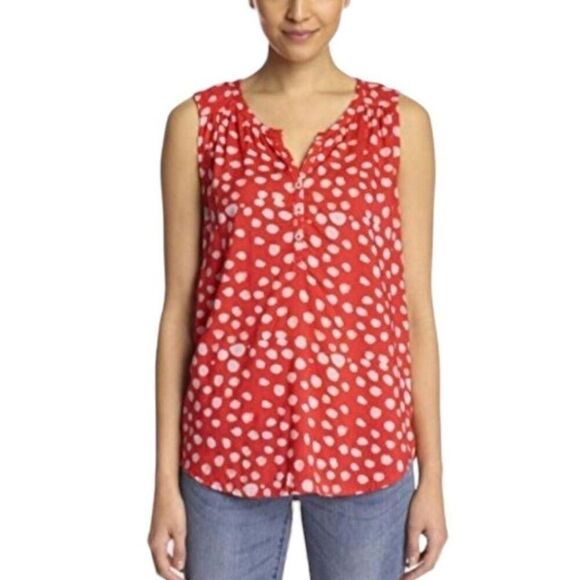 Velvet by Graham & Spencer red pock‎ dot white size M - Picture 1 of 3
